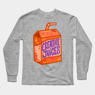 "Creative Juices" - Cute Orange Juice Box of Creativity Long Sleeve T-Shirt